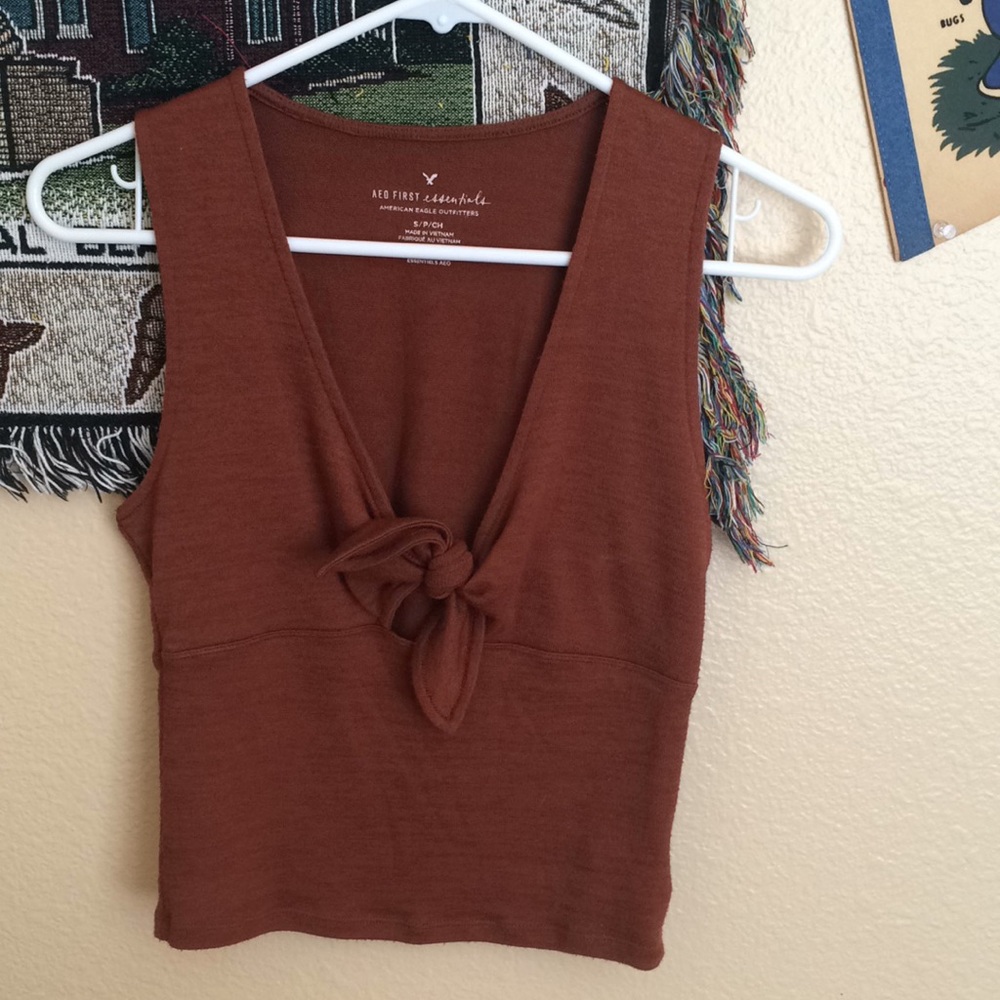American eagle first essentials tie front tank